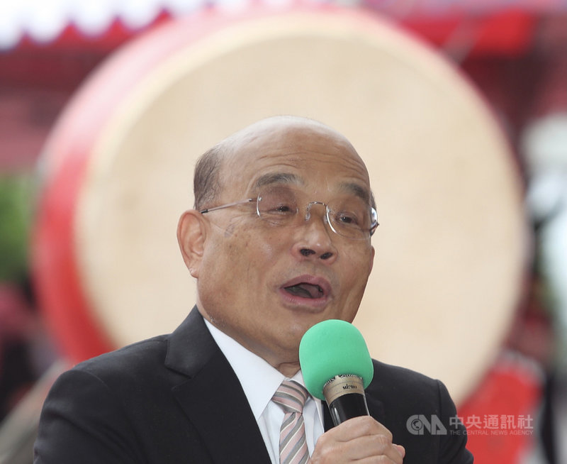 行政院長蘇貞昌(圖)22日上午在台北出席「捷運圓山站西側公辦都更案」開工動土典禮,致詞預祝開工順利。中央社記者吳家昇攝 110年12月22日
