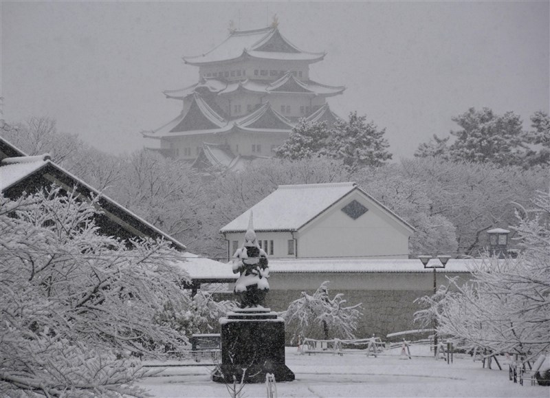 名古屋城等景點都被白雪覆蓋。（共同社）