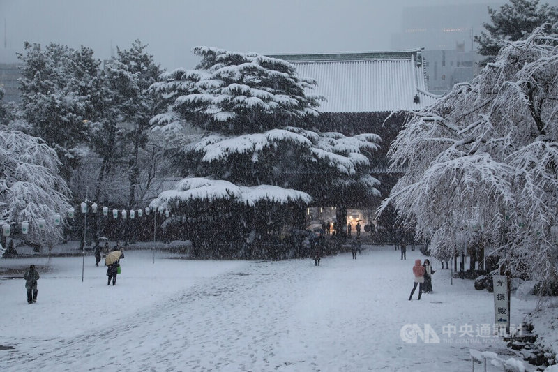 受到低氣壓影響,日本氣象廳6日對東京23區、千葉縣、茨城縣南部發布大雪警報,這是東京市中心時隔4年被發布大雪警報。中央社記者楊明珠東京攝 111年1月6日