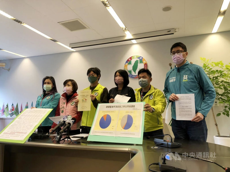 台中捷運藍線正英、坪頂設站爭議以及北屯太原段社會住宅議題備受關注,台中市議會民進黨團12日召開記者會,要求市府對所有疑問說明清楚。中央社記者趙麗妍攝 111年1月12日