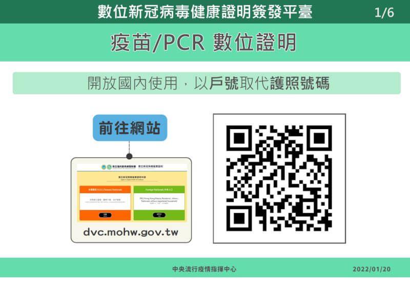 指揮中心宣布國內版疫苗護照21日啟用。(指揮中心提供)