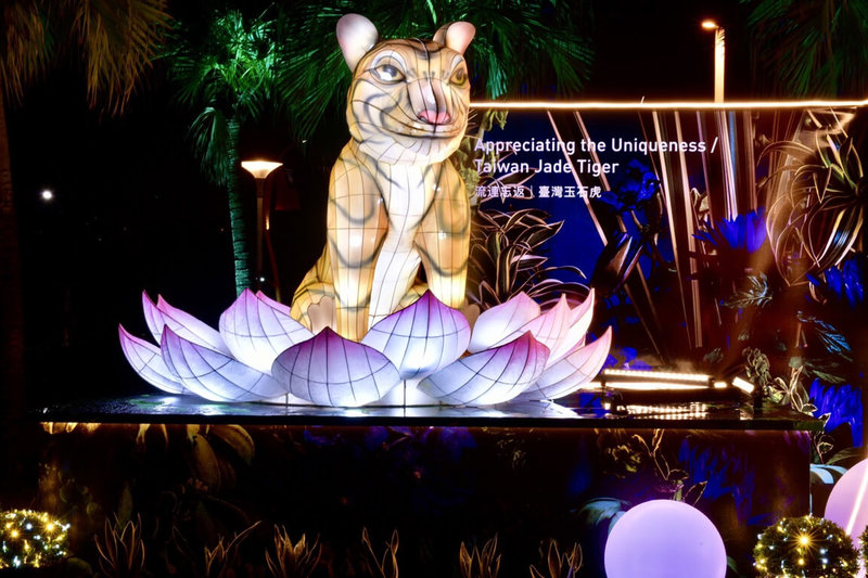 花蓮縣政府即日起至3月6日在花蓮市太平洋公園南濱段、壽豐鄉鯉魚潭風景區同步舉辦太平洋燈會,圖為流連忘返-台灣玉石虎燈區。(花蓮縣政府提供)中央社記者張祈傳真 111年1月26日