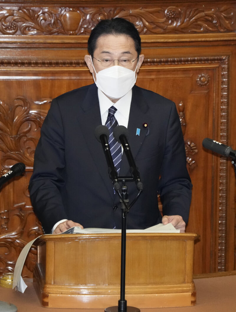 日本首相岸田文雄26日重申日本政府立場說,必須努力更加深化日本與台灣間的合作與交流。(共同社)