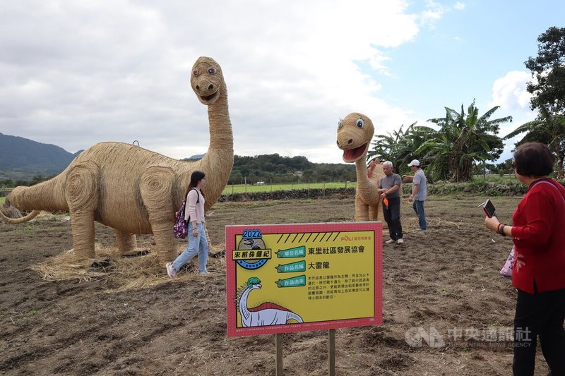 富里鄉農會舉辦第三屆稻草藝術季,在羅山農特產品展售中心旁的農地上熱鬧登場,自即日起到清明節是最佳觀賞期。中央社記者李先鳳攝 111年2月3日