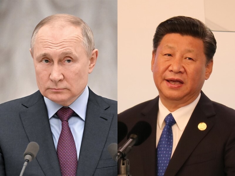 中國國家主席習近平（右）15日下午向俄羅斯總統蒲亭（左）表示，中方願與俄方繼續在涉及主權、安全等核心利益和重大關切問題上相互支持。（左圖取自twitter.com/kremlinrussia_e、右圖中央社檔案照片）