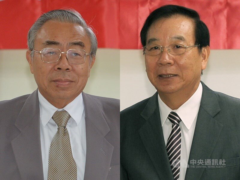 台塑企業總裁王文淵（左）14日辭工總理事長。工總監事會盼王文淵留任，讓祕書長蔡練生（右）有尊嚴地離開工總。（中央社檔案照片）
