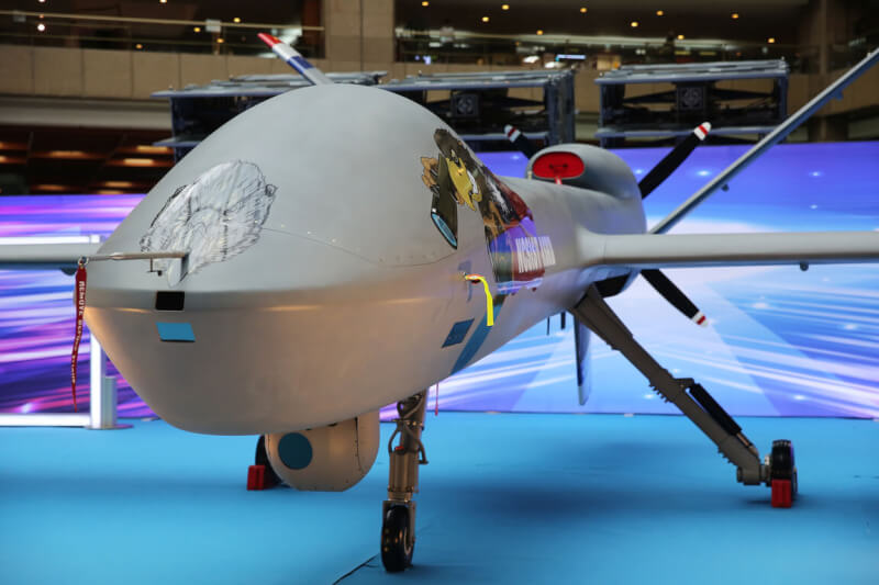 圖為國造騰雲二代大型無人機2019年在台北國防工業展中首度亮相。（中央社檔案照片）