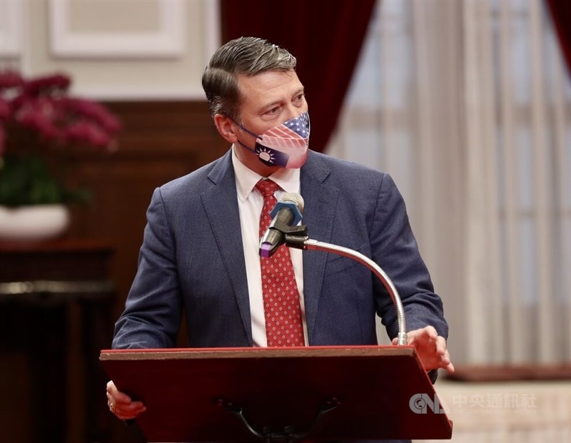 總統蔡英文15日在總統府接見美國聯邦參議員葛瑞姆率領重量級聯邦參眾議員訪團,美國聯邦眾議員傑克森(Ronny Jackson)(圖)致詞。中央社記者張皓安攝 111年4月15日