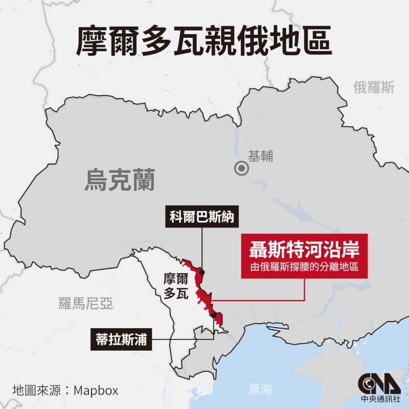 根據烏克蘭情報來源，有一些跡象顯示俄軍很快就會攻擊摩爾多瓦。（中央社製圖）