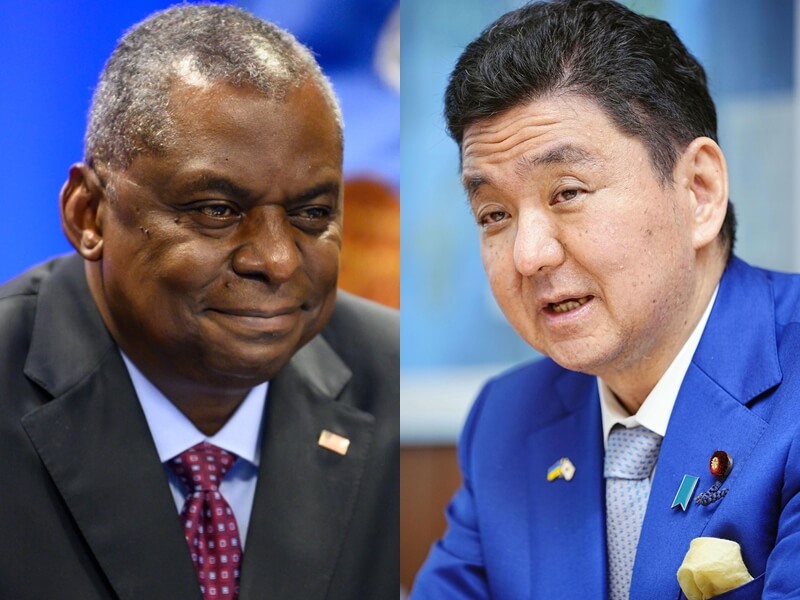 日本防衛大臣岸信夫(右)將訪問華府,預計於5月4日與美防長奧斯汀(左)會晤。(左圖取自twitter.com/SecDef、右圖共同社)