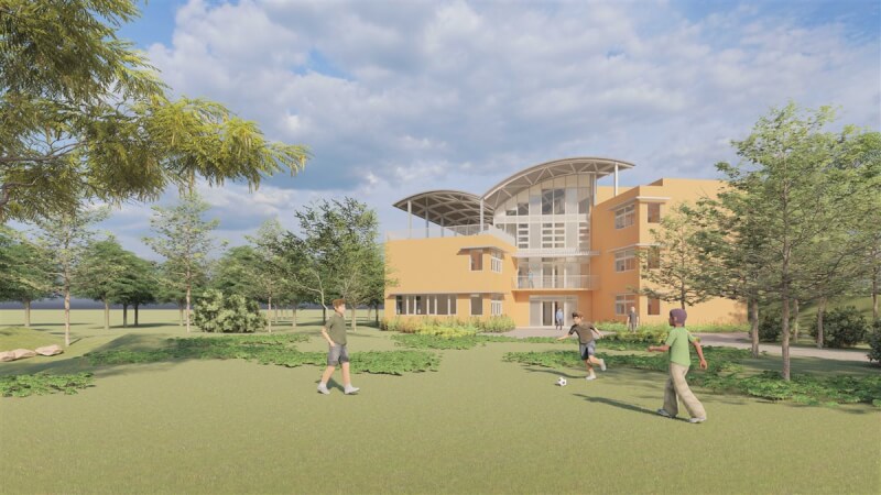嘉義縣立竹崎高中新建學生宿舍大樓12日舉行開工動土典禮,校方指出,3層樓新建宿舍採綠建築設計,不僅節能,學生住起來也舒適。圖為示意圖。(嘉義縣政府提供)中央社記者蔡智明傳真 111年5月12日