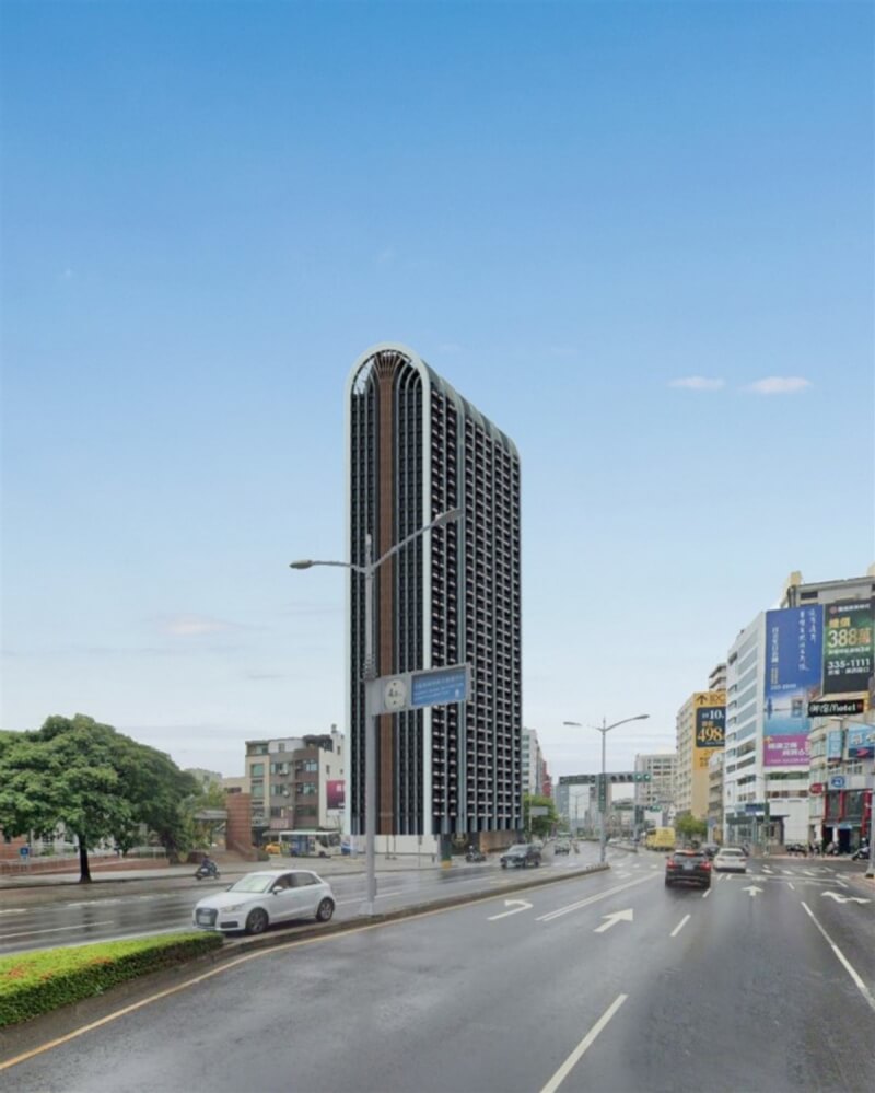 高雄市政府16日表示,位在高雄市苓雅區五塊厝捷運站旁的福河段博愛社宅都更案,歷經7年再次整合,正式核定53筆土地都市更新事業計畫及權利變換計畫案,預定於2023年申請建築。圖為建築完工示意圖。(高雄市政府提供)中央社記者曾以寧傳真 111年5月16日