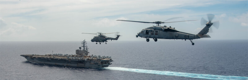 南韓與美國軍方16日起實施為期4天的危機管理演習。圖為美韓6月聯合軍事演習出動航空母艦。（圖取自美國第七艦隊網頁c7f.navy.mil）