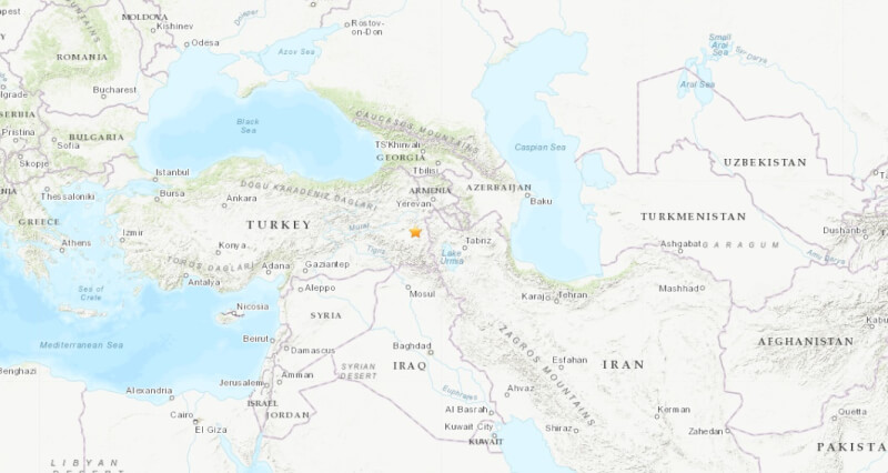 土耳其東部萬恩省12日發生規模5.1地震。（圖取自美國地質調查局網頁earthquake.usgs.gov）。