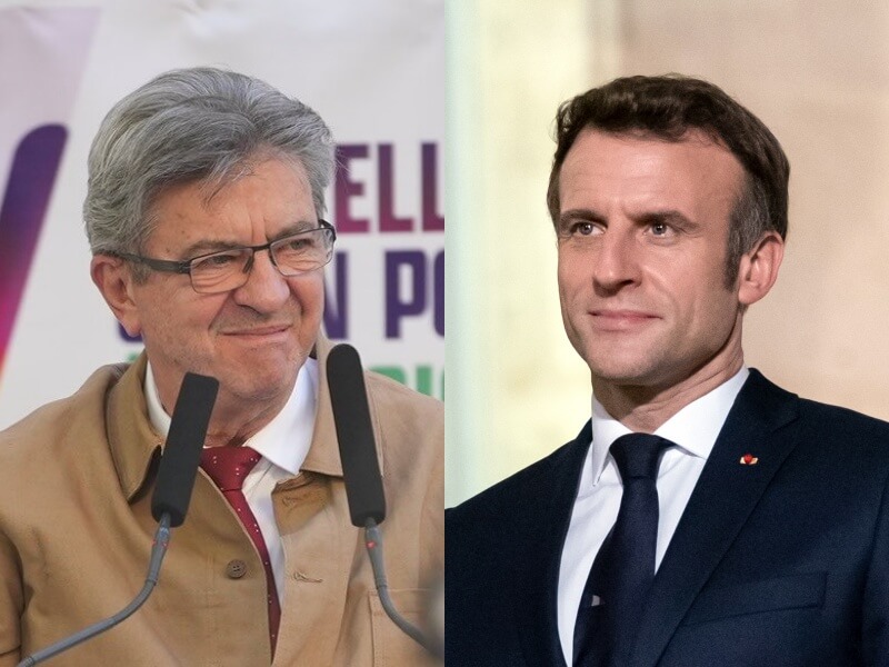民調預測，法國國會選舉第二輪投票總統馬克宏（右）陣營幾乎確定喪失國會絕對多數，梅蘭雄（左）的左翼聯盟成為國會第二勢力。（左圖取自facebook.com/JLMelenchon、右圖取自facebook.com/EmmanuelMacron）