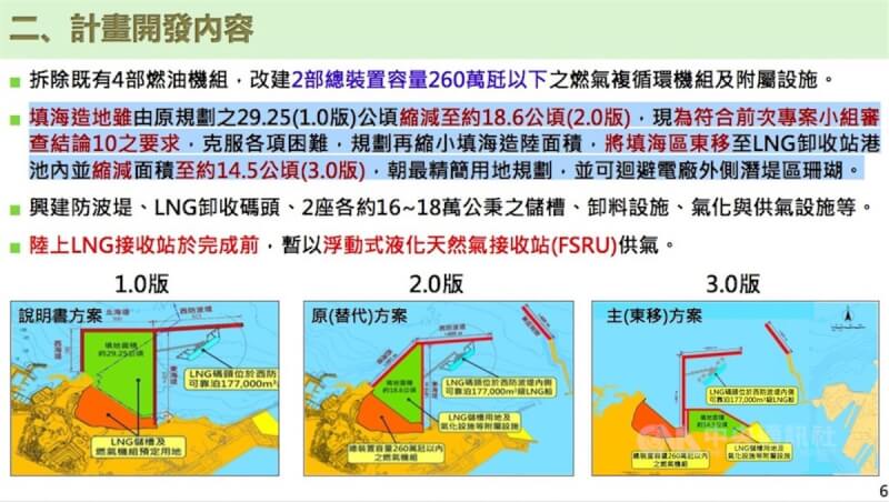 協和電廠規劃更新改建第4座天然氣接收站(四接),7日在環保署進入環評小組第4次初審,遭遇民間團體反彈,環評委員決議9月30日前補正再審,台電應以量化方式證明此案影響最小。(取自開發單位台電公司報告)中央社記者楊淑閔傳真 111年7月7日