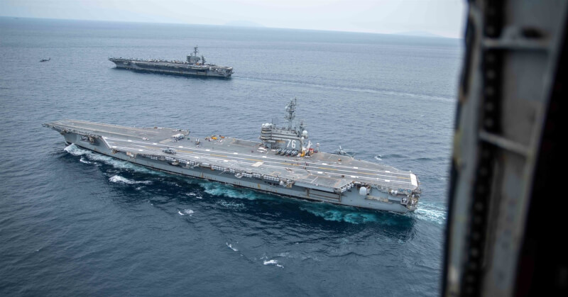 美國海軍表示，美國航空母艦「雷根號」打擊群13日在南海執行安全任務。圖為美國航空母艦雷根號。（圖取自facebook.com/ussronaldreagan）