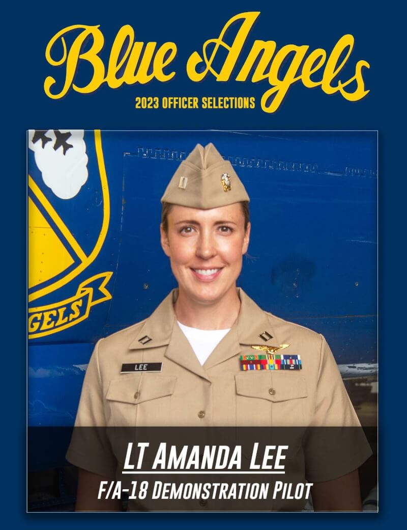 美國海軍上尉亞曼達．李成為「藍天使」特技飛行隊伍成立76年來的首位女性戰鬥機飛行員。（圖取自facebook.com/USNavyBlueAngels）