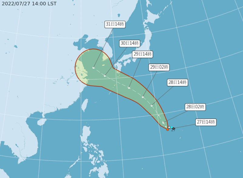 颱風桑達最快27日晚間生成,未來估朝東海移動,對台灣無直接影響。(圖取自中央氣象局網頁cwb.gov.tw)
