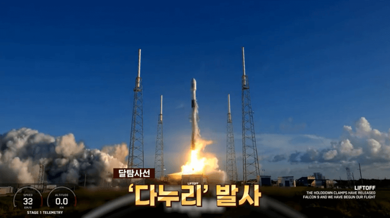 韓國5日表示，國家第一個月球軌道探測器Danuri成功發射。（圖取自twitter.com/withmsit）