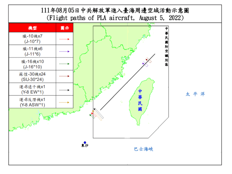 國防部5日晚間發布共機動態指出，共有49架次共機侵擾台灣周邊空域。（圖取自國防部網頁mnd.gov.tw）