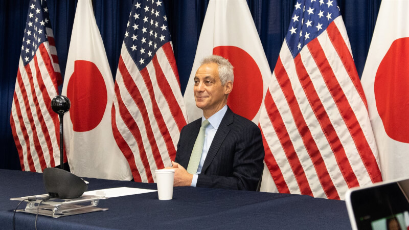 美國駐日大使易曼紐接受日本媒體專訪多次言及「自由開放的印度太平洋」，並展現對美日印澳「四方安全會談」的信心。（圖取自twitter.com/USAmbJapan）