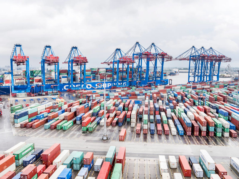 中國航運巨頭中遠海運計畫入股德國第一大港漢堡的托勒奧特（Tollerort）貨櫃碼頭。（HHLA / Thies Rätzke 提供）中央社記者林育立柏林傳真 111年8月23日