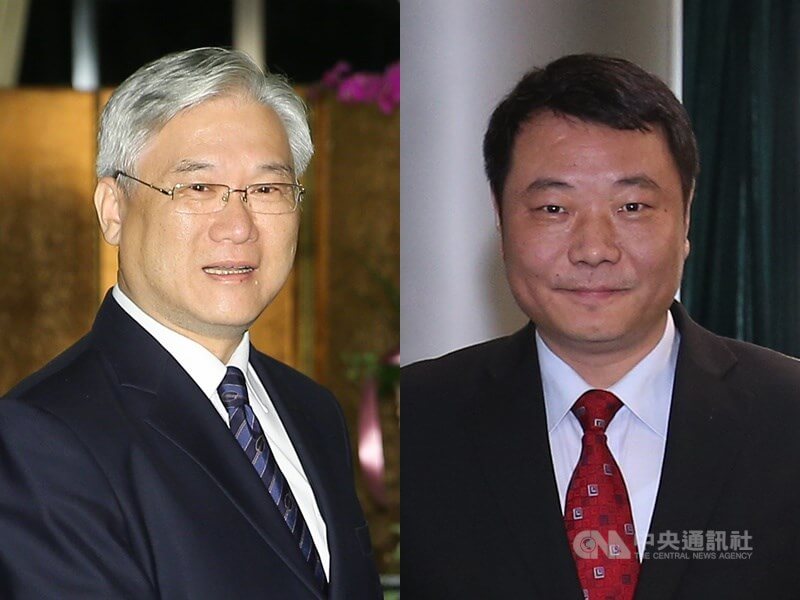 國民黨副主席夏立言（左）25日晚間與國台辦副主任陳元豐（右）餐敘。（中央社檔案照片）