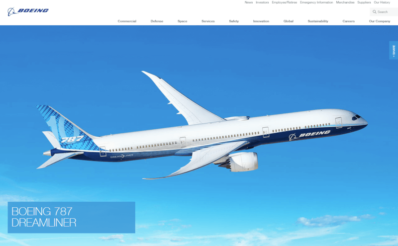 波音公司證實收到台灣中華航空787夢幻客機（Dreamliner）訂單。（圖取自波音公司官方網頁boeing.com）
