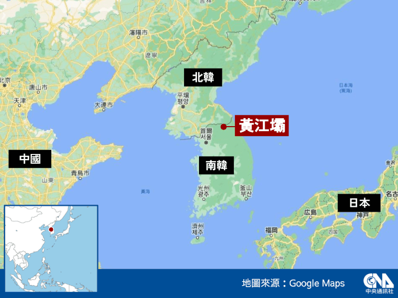 颱風軒嵐諾北上接近朝鮮半島，南韓軍方表示，掌握到北韓臨津江上游黃江壩部分水門開放。（圖取自中央氣象局網頁cwb.gov.tw）