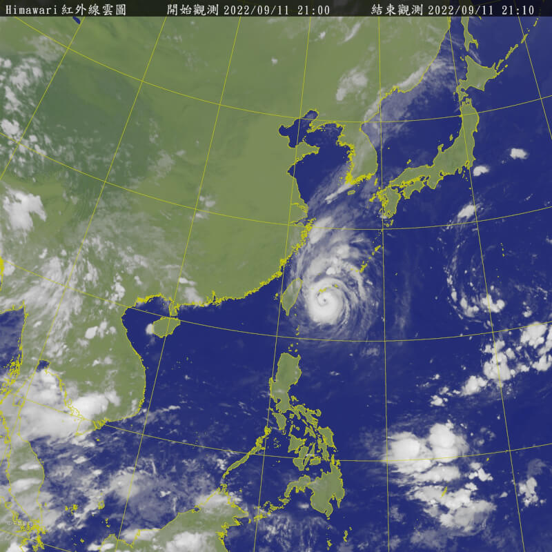 中央氣象局11日表示，颱風梅花持續緩慢向北移動，12、13日是距離台灣最近的時間點。（圖取自中央氣象局網頁cwb.gov.tw）