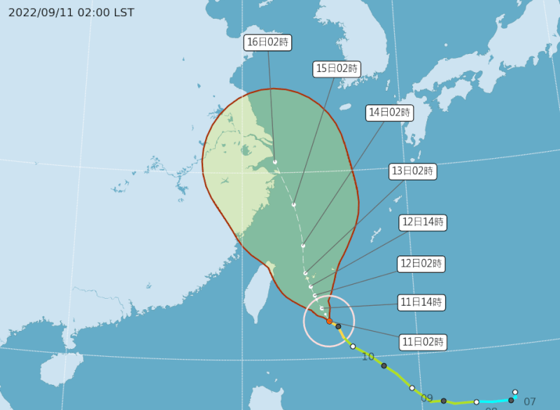 中央氣象局表示，將於11日上午8時30分發布颱風梅花海警。（圖取自中央氣象局網頁cwb.gov.tw）