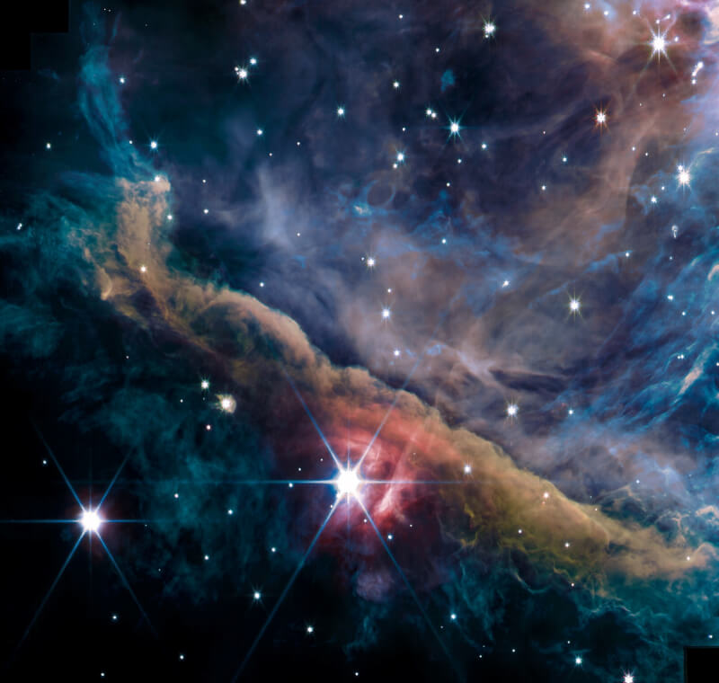 韋伯太空望遠鏡拍攝的第一批銀河系獵戶座大星雲照片釋出，讓天文學家嘆為觀止。（圖取自pdrs4all.org）