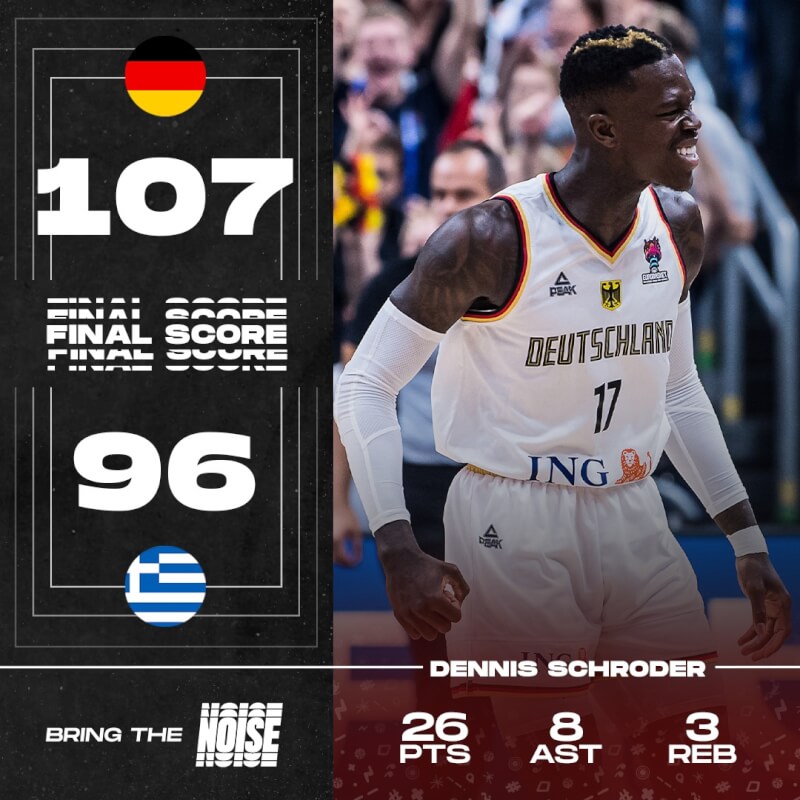 德國13日在歐洲籃球錦標賽8強戰以107比96打敗希臘，17年來首次晉級4強。（圖取自facebook.com/EuroBasket）