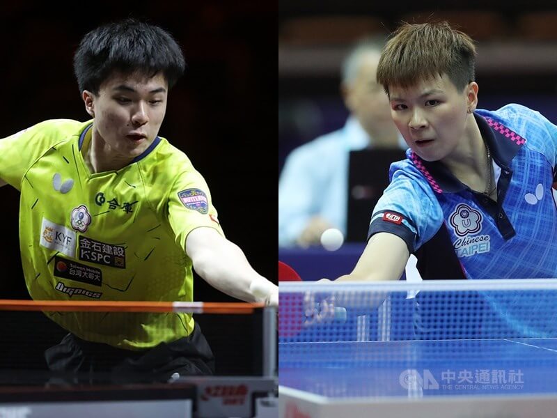 台灣桌球選手林昀儒（左）和陳思羽（右）15日聯手在WTT阿拉木圖挑戰賽擊敗中國組合，晉級8強。（中央社檔案照片）
