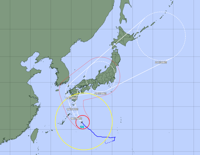 颱風南瑪都可能直撲日本九州地方，日本氣象廳最快17日傍晚發布史上第3次的颱風「特別警報」。（圖取自日本氣象廳網頁www.jma.go.jp）