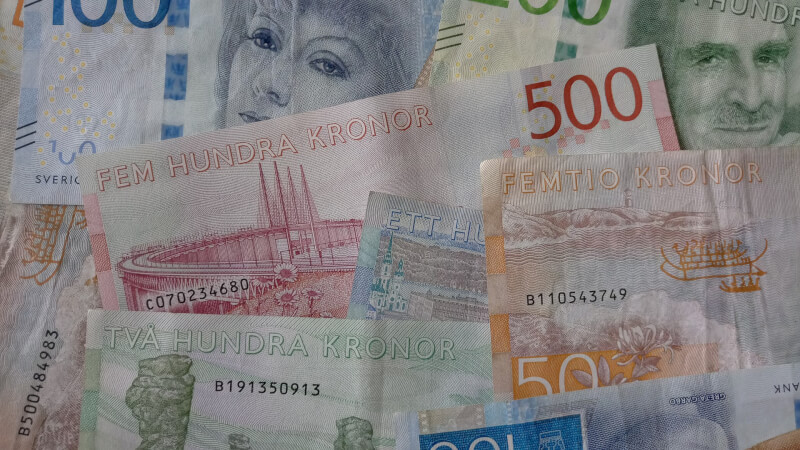 瑞典中央銀行20日宣布大幅調升利率4碼。圖為瑞典克朗。（圖取自Pixabay圖庫）