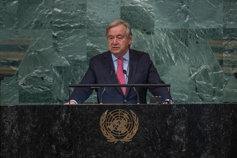 第77屆聯合國大會20日開始進行一般性辯論，聯合國秘書長古特瑞斯敦促各國領袖，合作和對話是唯一的路。（圖取自twitter.com/antonioguterres）