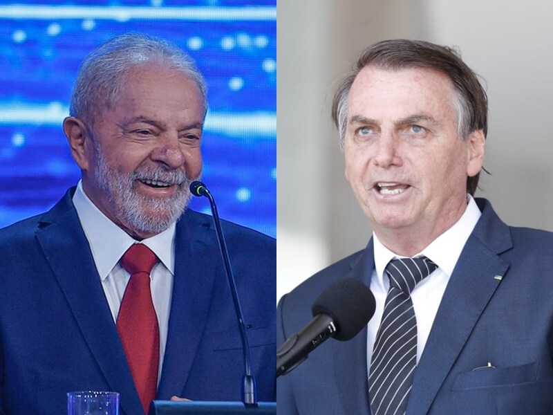 巴西民調公司Genial/Quaest 21日公布的調查顯示，左派總統候選人魯拉（左）領先現任總統波索納洛（右）達10個百分點。（左圖取自facebook.com/Lula，右圖取自facebook.com/jairmessias.bolsonaro）
