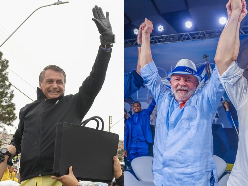巴西現任總統波索納洛（左）與最大挑戰者前總統魯拉（右）1日將各自舉行選前最後造勢大會。（左圖美聯社，右圖取自facebook.com/Lula）
