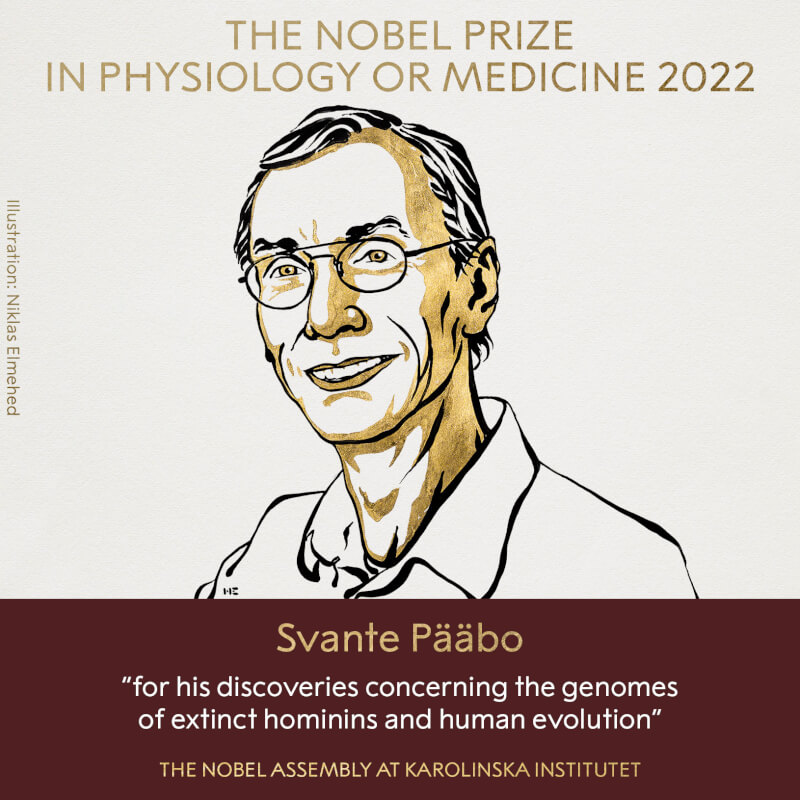瑞典遺傳學家帕博榮獲2022諾貝爾醫學獎。（圖取自twitter.com/NobelPrize）