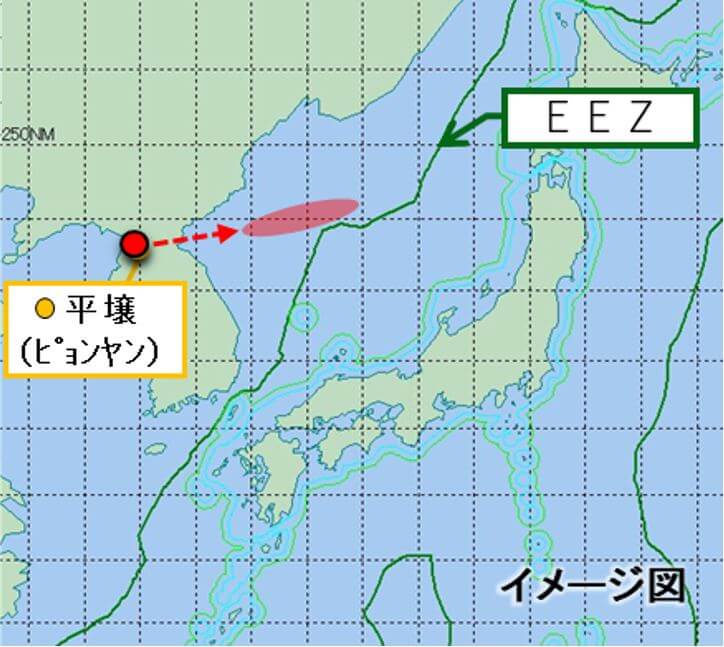 日本防衛省表示，北韓發射的彈道飛彈降落在日本專屬經濟區（EEZ）附近。（圖取自日本防衛省網頁mod.go.jp）