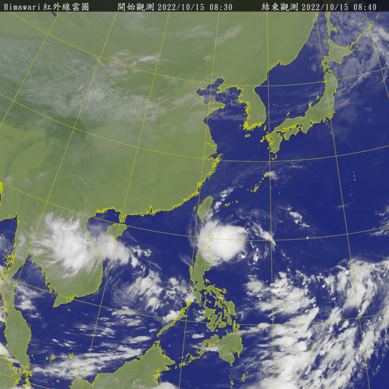 氣象專家吳德榮15日表示，呂宋島東方海面的熱帶性低氣壓有發展為颱風的趨勢，並將與東北季風產生「共伴效應」。（圖取自中央氣象局網頁cwb.gov.tw）
