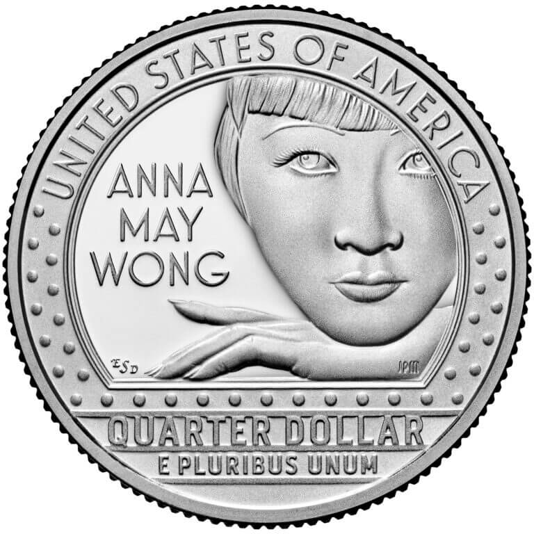 美國鑄幣局推出一系列傑出女性肖像錢幣，最新發行的25美分硬幣是紀念華裔影星黃柳霜，這成為美金上第一張亞洲臉孔。（圖取自美國鑄幣局網頁usmint.gov）