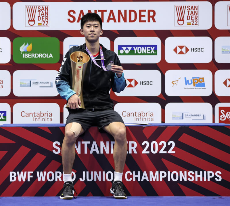 台灣好手郭冠麟在世界U19青年羽球錦標賽男單摘金。（圖取自twitter.com/bwfmedia）