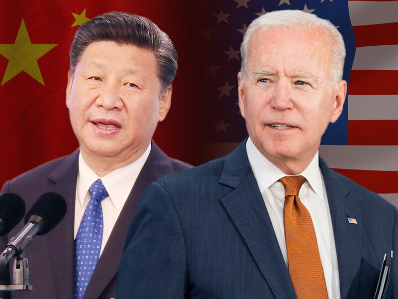 美國總統拜登（右）14日將在20國集團峰會場邊會晤中國國家主席習近平（左），拜登表示，他將藉此會談試圖建立美中關係「紅線」。（中央社）