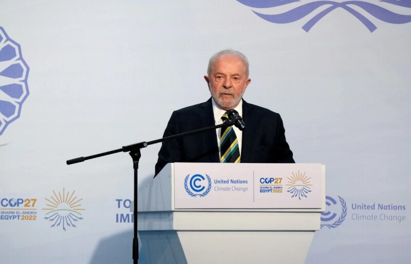 巴西總統當選人魯拉16日在埃及舉行的聯合國年度氣候峰會上表示，他希望2025年峰會在巴西的亞馬遜地區召開。（路透社）