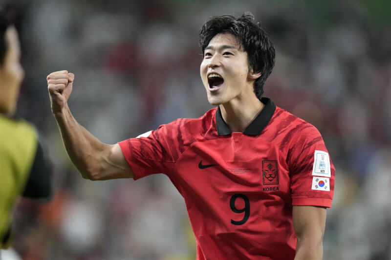 韓國前鋒曹圭成在卡達世界盃足球賽小組賽3分鐘內連進2球，締造隊史紀錄。（美聯社）