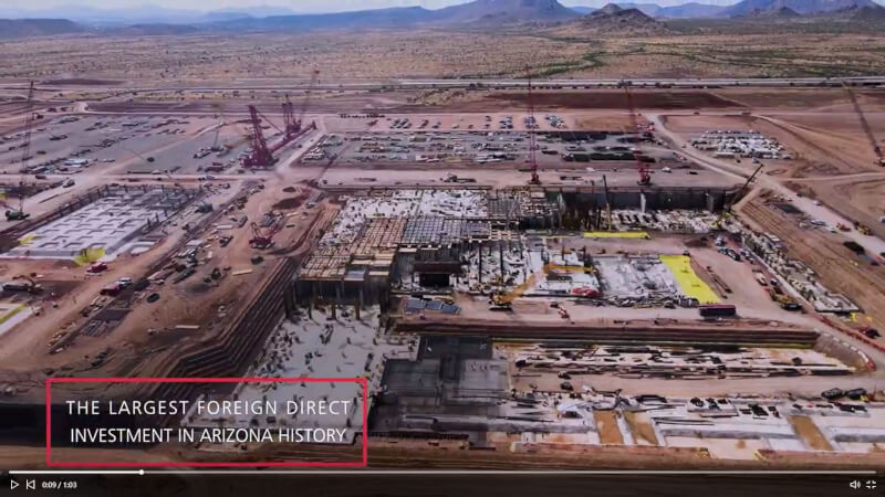 台積電6月間在LinkedIn網站貼出亞利桑那州廠建廠影片。（圖取自台積電領英網頁linkedin.com）