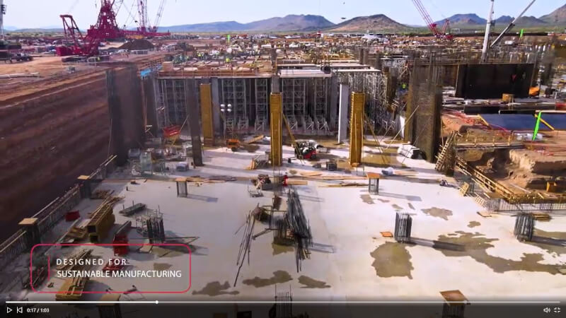 台積電美國亞利桑那州鳳凰城晶圓廠建廠過程。（圖取自台積電領英網頁linkedin.com）